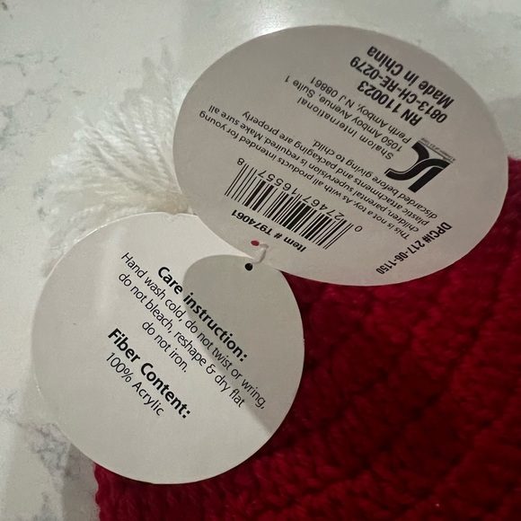 Handmade Red and White Crochet Baby Hat - Picture 5 of 5